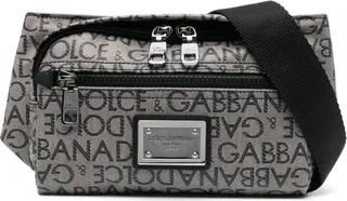 Grey Logo Print Cross Body Bag