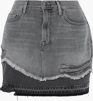 Le Mini distressed denim mini skirt