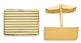 Bloomingdale's Men's Basketweave Grooved Cuff Links in 14K Yellow Gold - 100% Exclusive