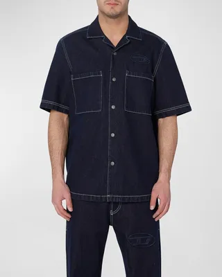 Men's D-Paroshort Denim Bowling Shirt