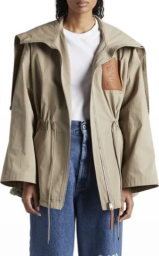 Hooded Drawstring Patch Pocket Jacket