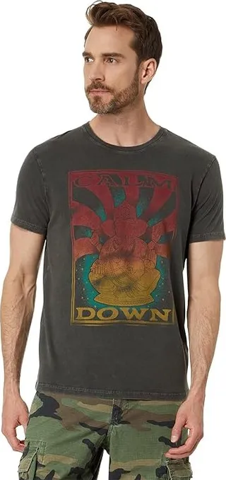 Lucky Brand Calm Ganesh Tee (Jet Black) Men's Clothing