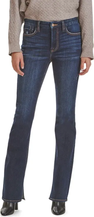 Side Slit Slim Bootcut Jeans