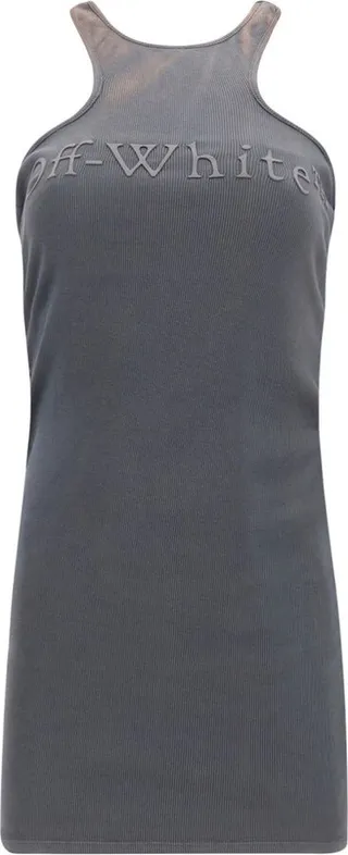 Off-White Distressed Effect Sleeveless Mini Dress