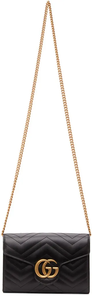Gucci Black Mini GG Marmont Chain Shoulder Bag