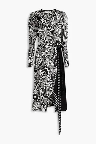 Juniper zebra-print satin-crepe midi wrap dress