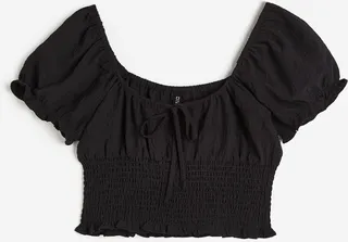 Puff-sleeved Smocked Blouse