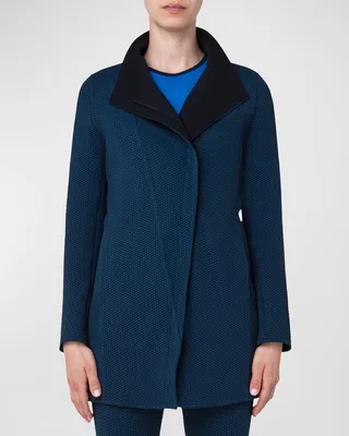 Asymmetric 3D Dot Jersey Biker Jacket