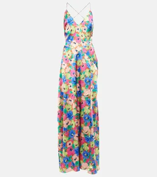 Printed V-neck maxi dress