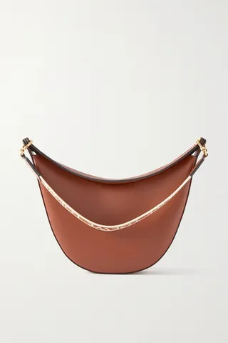 Loewe - Luna Canvas-jacquard Trimmed Leather Shoulder Bag - Brown