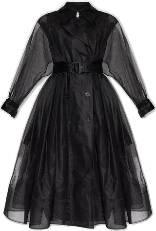 Alexander McQueen Belted Waist Mesh Tulle Trench Coat