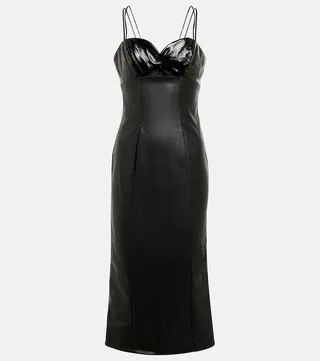 Pencil faux leather midi dress