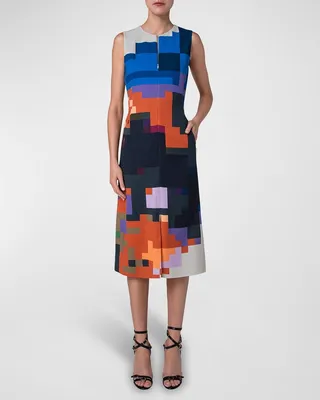 Blue Flowers At Home Double-Face Midi Dress