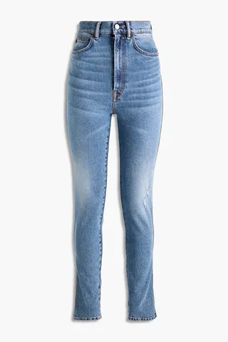 Distressed high-rise skinny jeans