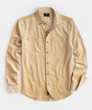 Velvet Overshirt in Beige