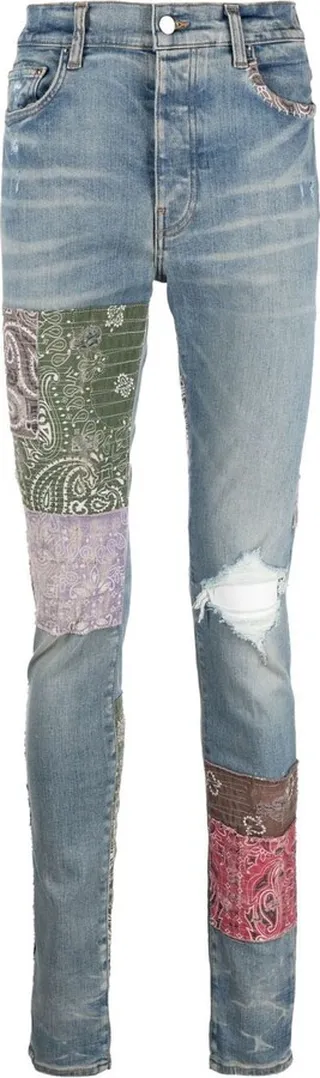 Distressed Patchwork Skinny Jeans