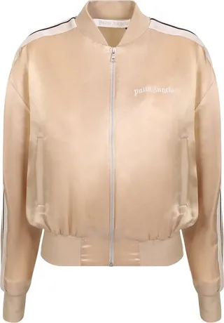 Palm Angels Striped Zipped Bomber Jacket