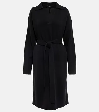 Belted wool midi dress