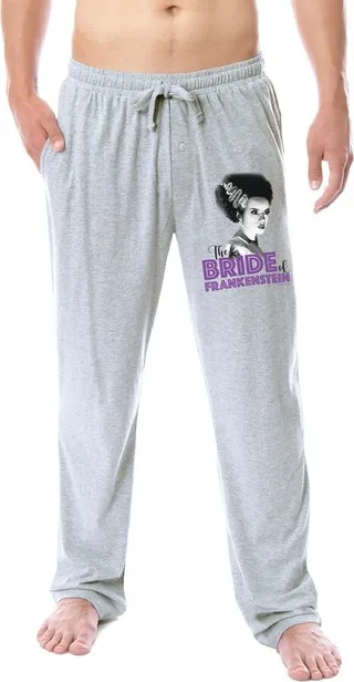 Universal Monsters Mens' The Bride of Frankenstein Sleep Pajama Pants (Medium) Grey