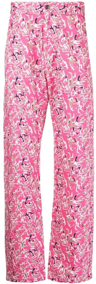 Abstract-Print Five-Pocket Straight-Leg Trousers