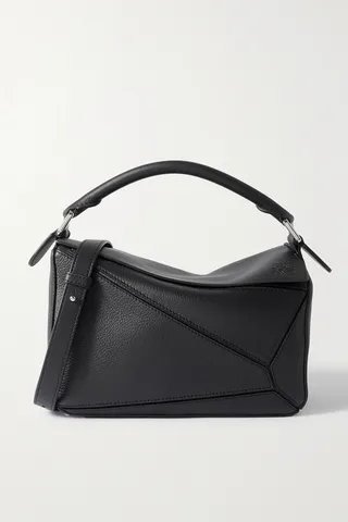Loewe - Puzzle Small Textured-leather Shoulder Bag - Black