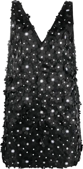 Elena floral-appliqué mini dress