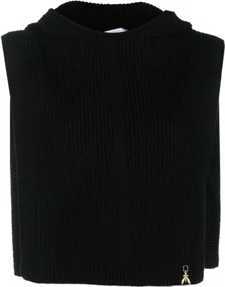 Ribbed-Knit Hooded Top