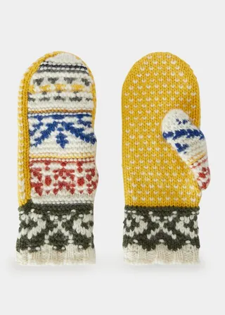 Multi-Color Knit Cashmere Mittens