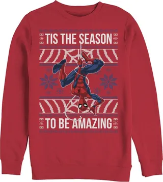 Men's Marvel Ugly Christmas Spider-Man Season Sweatshirt - Red - Large