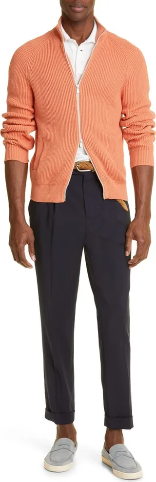 Zip Front Cotton Sweater