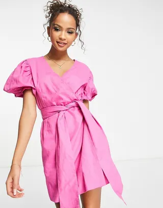 Charlie Holiday Marguax wrap mini dress in pink