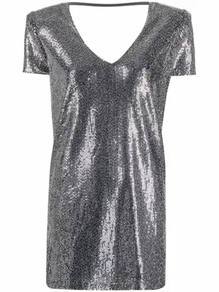 sequin-embellished V-neck dress