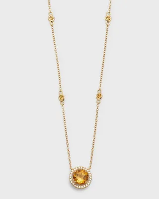 Grace 18K Yellow Gold Round Citrine and Diamond Necklace