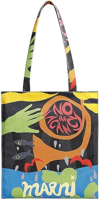 Marni X No Vacancy Inn Flat Tote In Neptune in Black