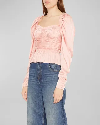 Mia Satin Bustier Peplum Blouse