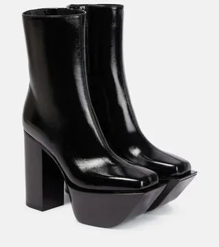 Leather platform boots
