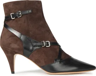 Two-tone leather and suede ankle boots