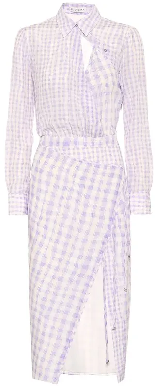 Constantina checked silk dress