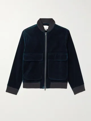 Langar Cotton-Velvet Bomber Jacket