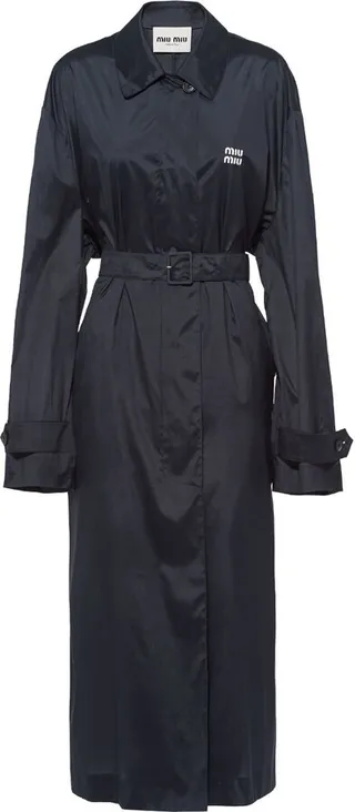 Logo-Print Belted Trench Coat