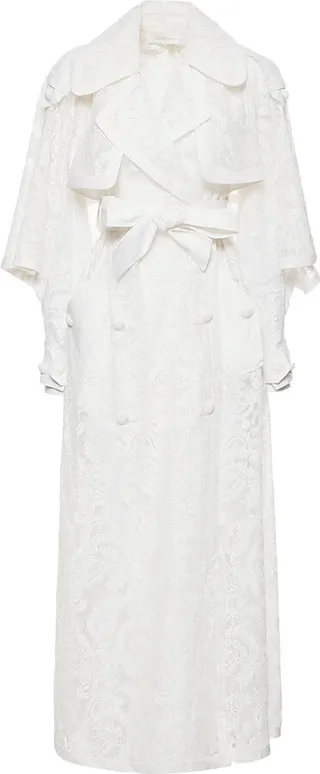 Wonderland lace trench coat with belt and bow