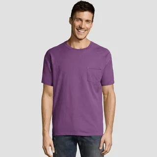 Hanes Men's Short Sleeve 1901 Garment Dyed Pocket T-Shirt - Light Red XXL