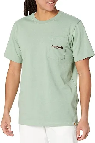 Carhartt Relaxed Fit Heavyweight Short Sleeve Line Graphic T-Shirt (Jade Heather) Men's Clothing