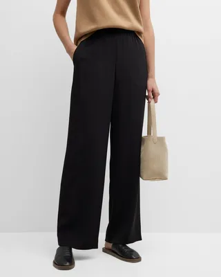 Perry Wide-Leg Stretch Silk Pants