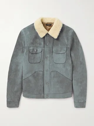 Shearling-Trimmed Suede Jacket