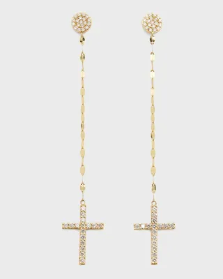 Flawlesss Linear Cross Earrings with Diamonds