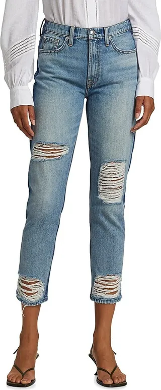Distressed Two-Tone Jeans