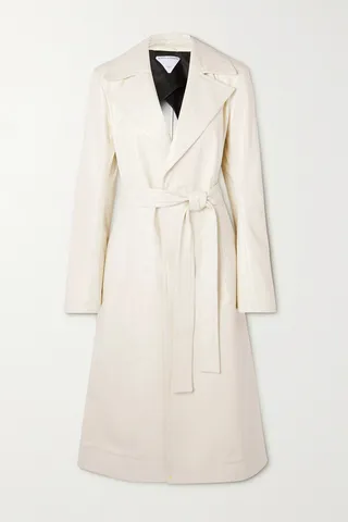 Bottega Veneta - Belted Textured-leather Trench Coat - White