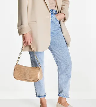 Ever New baguette chain bag in tan croc