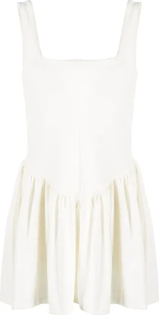 White Molla Pleated Mini Dress